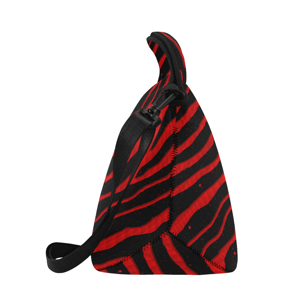 Ripped SpaceTime Stripes - Red Neoprene Lunch Bag/Large (Model 1669)