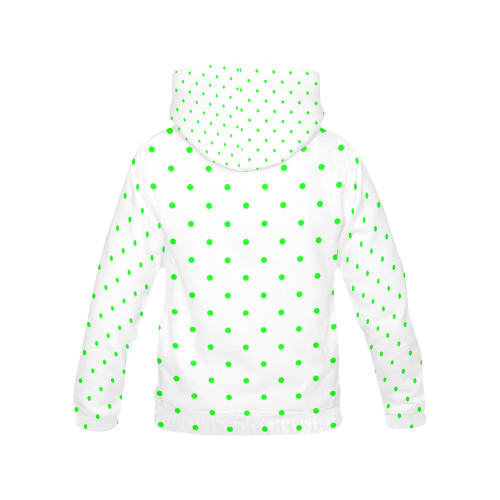 Green Polka Dots on White All Over Print Hoodie for Women (USA Size) (Model H13)