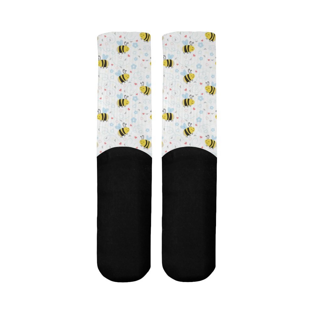 Cute Bee Pattern Mid-Calf Socks (Black Sole)