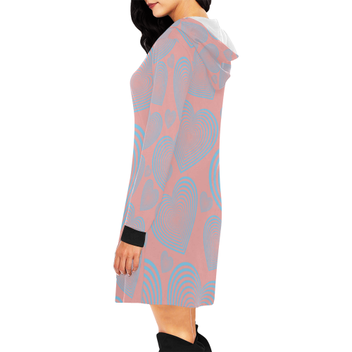 Abstract  heart All Over Print Hoodie Mini Dress (Model H27)