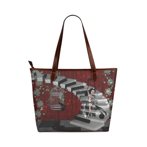 Little fairy dancing on a piano Shoulder Tote Bag (Model 1646)