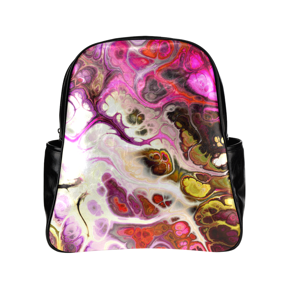 Colorful Marble Design Multi-Pockets Backpack (Model 1636)