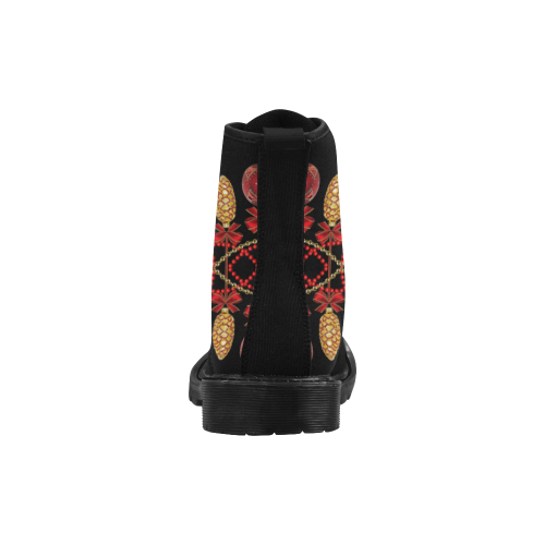 Red and Gold Christmas Ornaments Martin Boots for Women (Black) (Model 1203H)