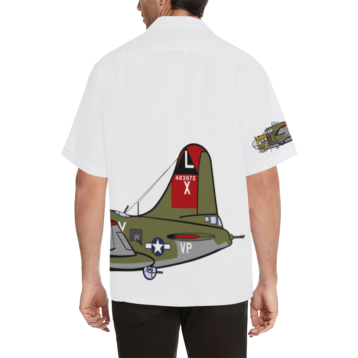 B-17 Texas Raiders White Hawaiian Shirt (Model T58)