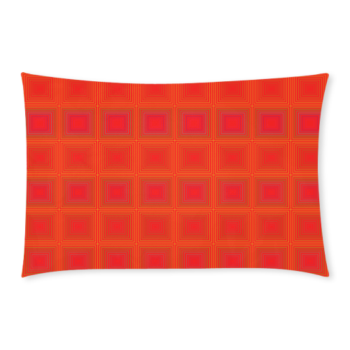 Red orange multicolored multiple squares 3-Piece Bedding Set