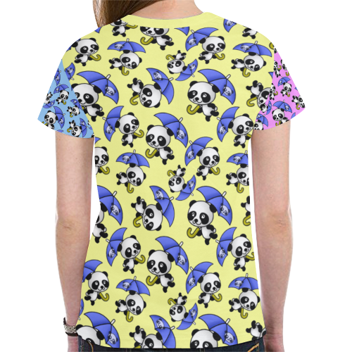 Panda Umbrella New All Over Print T-shirt for Women (Model T45)