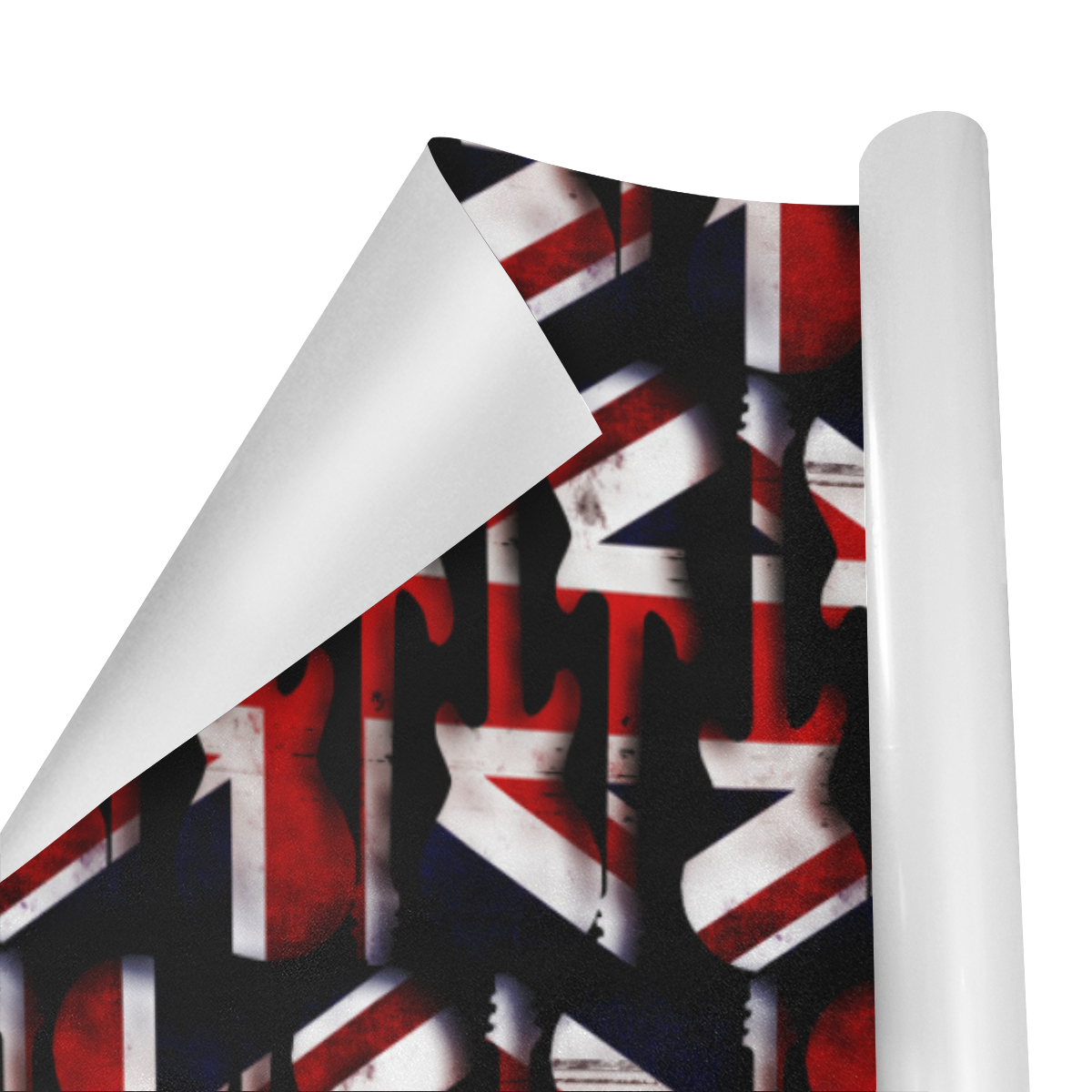 Union Jack British UK Flag Guitars Gift Wrapping Paper 58"x 23" (2 Rolls)