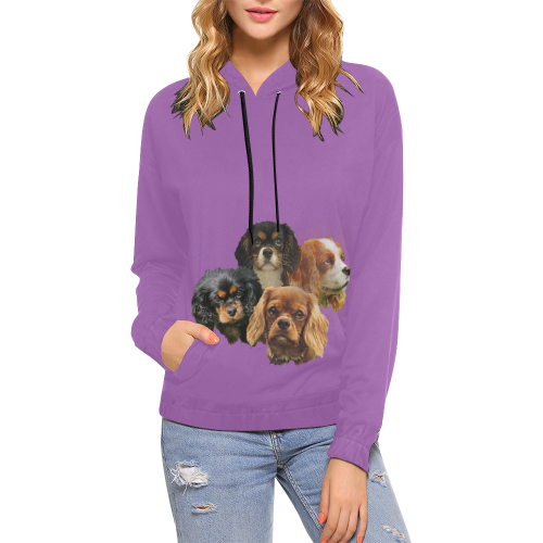 Cavaliers Four Colors All Over Print Hoodie for Women (USA Size) (Model H13)