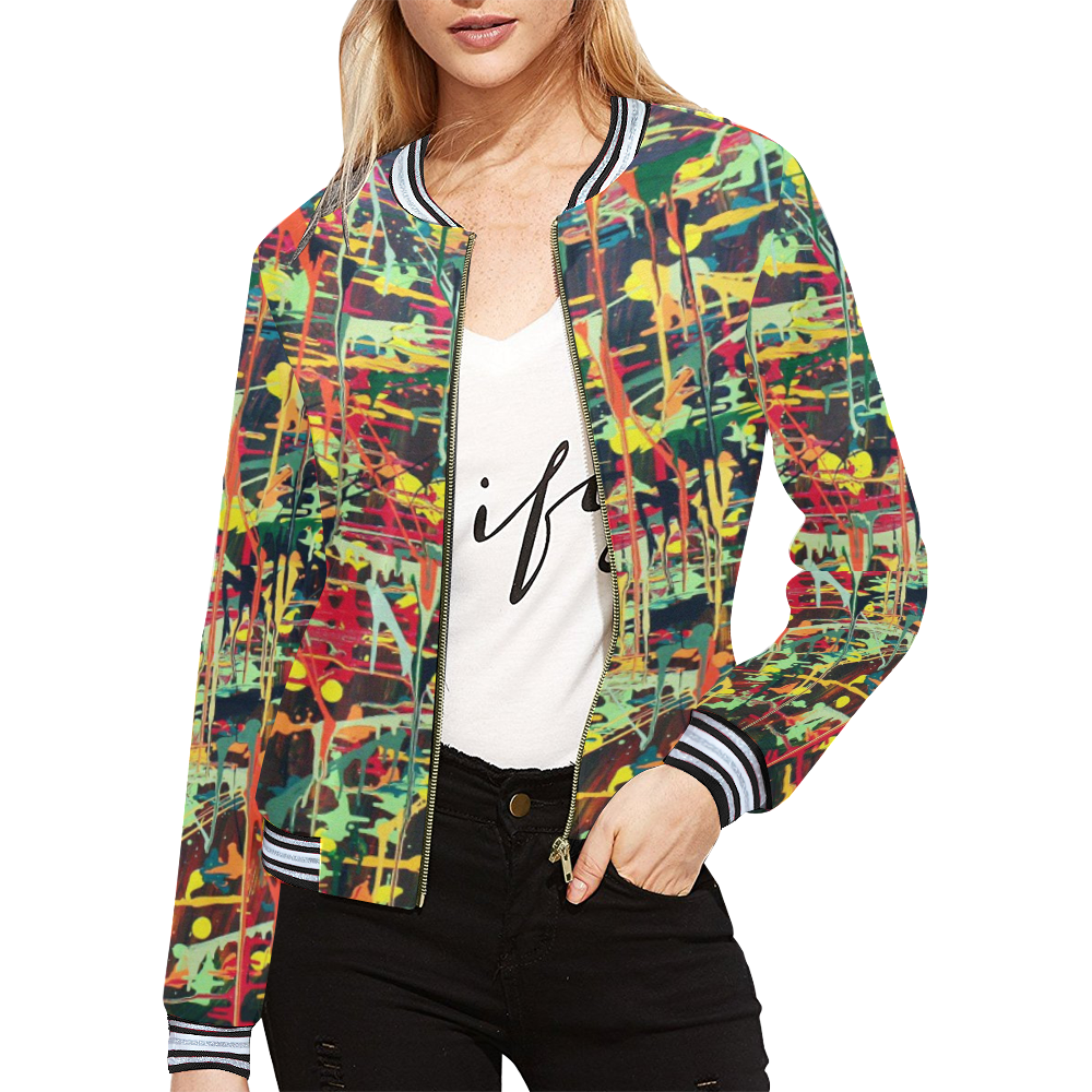 Irma All Over Print Bomber Jacket for Women (Model H21)