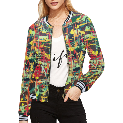 Irma All Over Print Bomber Jacket for Women (Model H21)