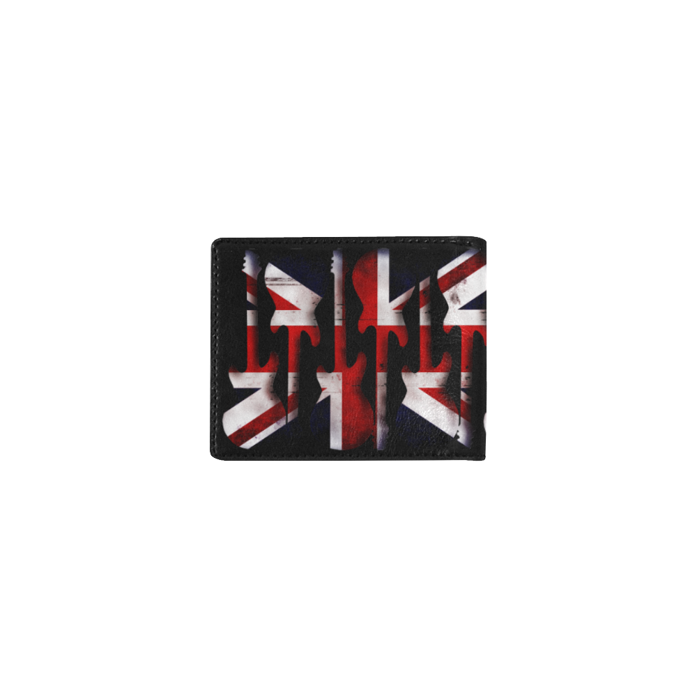 Union Jack British UK Flag Guitars - Black Mini Bifold Wallet (Model 1674)