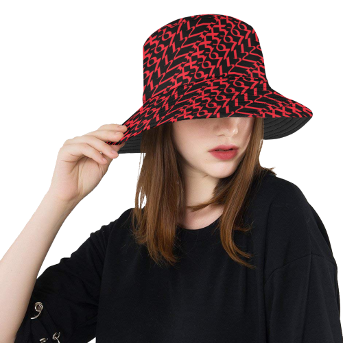 NUMBERS Collection 1234567 "Reverse" Cherry Red All Over Print Bucket Hat