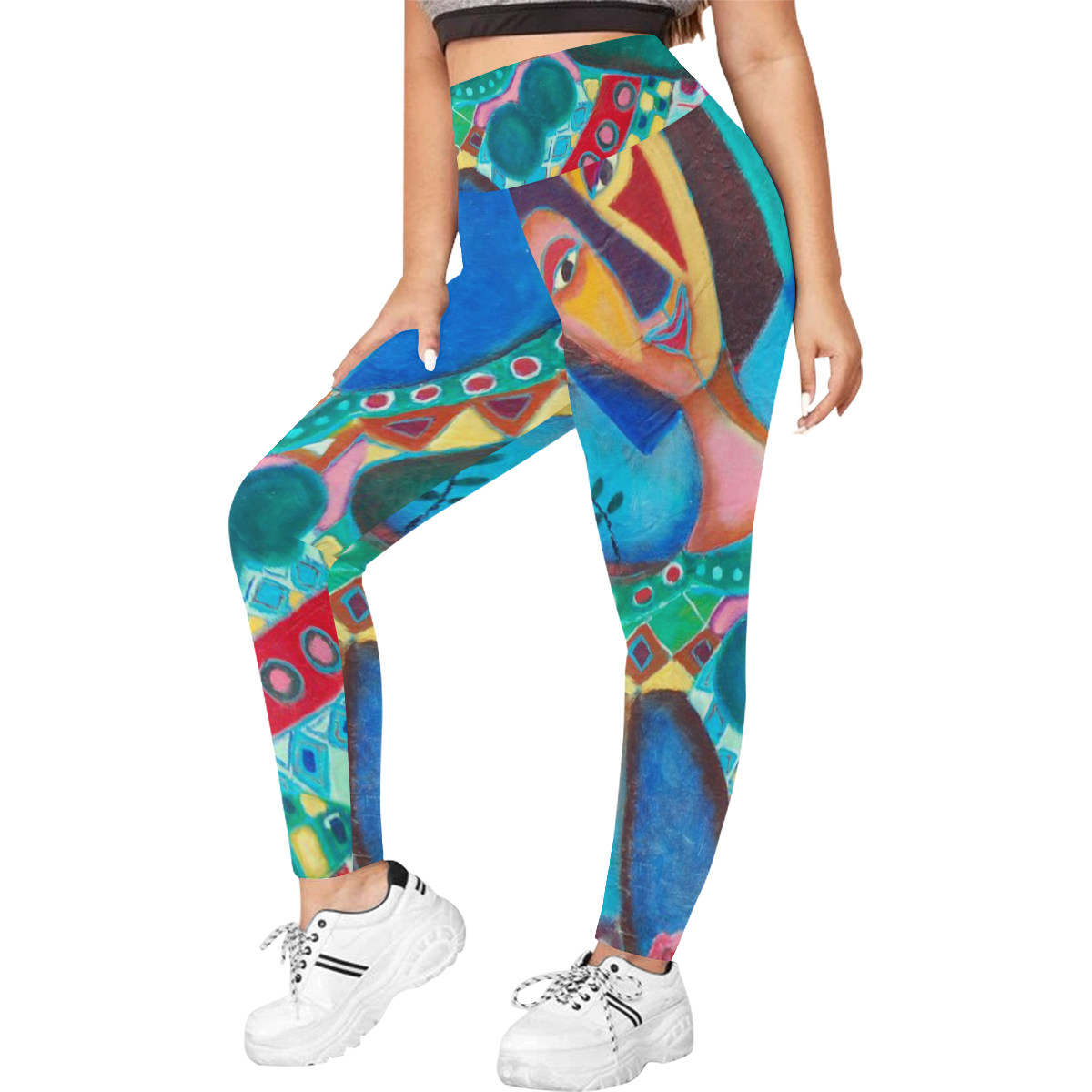 papers.co-at38-chagall-classic-art-painting-illust Women's Plus Size High Waist Leggings (Model L44)