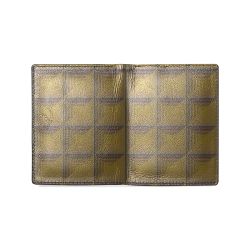 Dark bronze multicolored multiple squares Men's Leather Wallet (Model 1612)