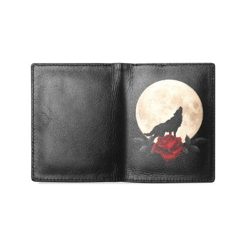 Gothic Wolf Full Moon Men's Leather Wallet (Model 1612)