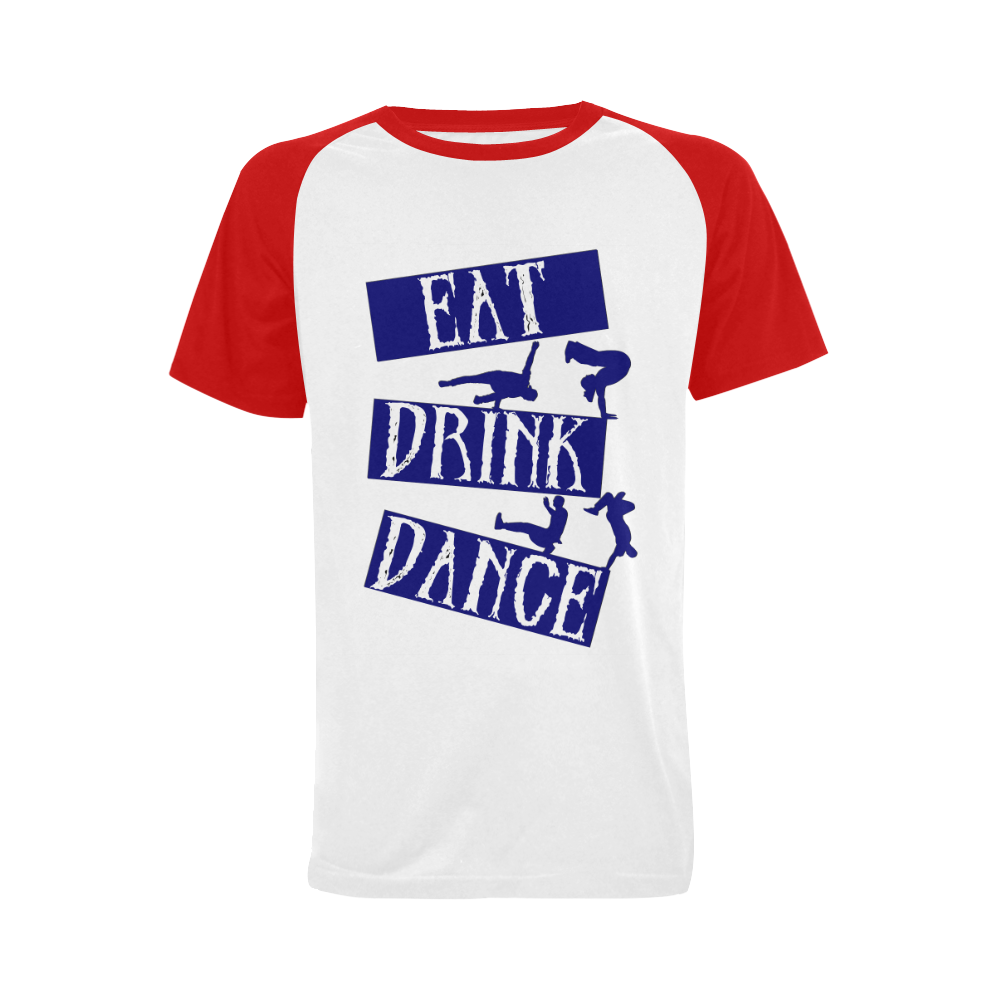 Break Dancing Blue / Red Men's Raglan T-shirt Big Size (USA Size) (Model T11)