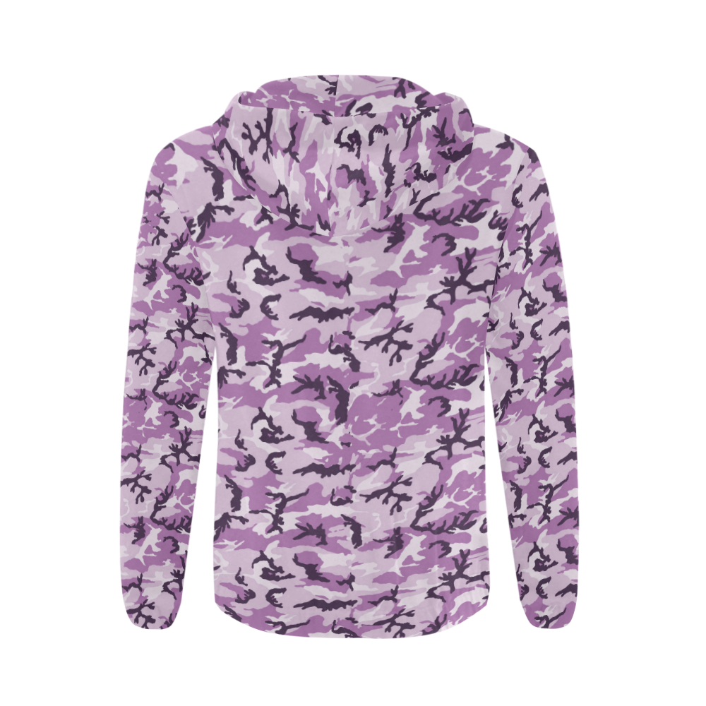 Woodland Pink Purple Camouflage All Over Print Full Zip Hoodie for Men (Model H14)
