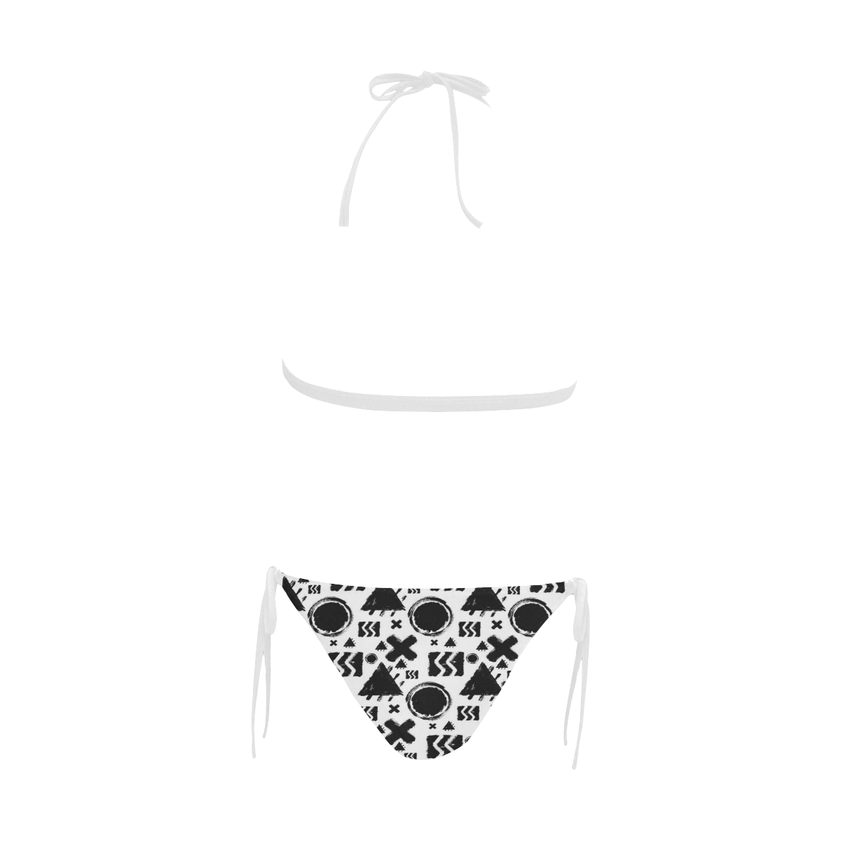 Rugged Geometrix Buckle Front Halter Bikini Swimsuit (Model S08)