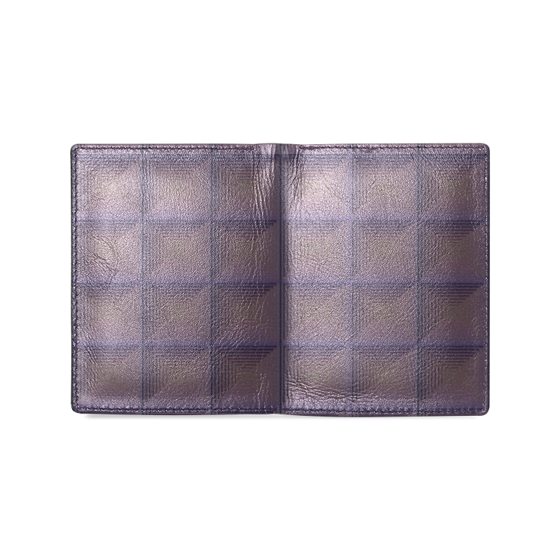 Greyish multicolored multiple squares Men's Leather Wallet (Model 1612)