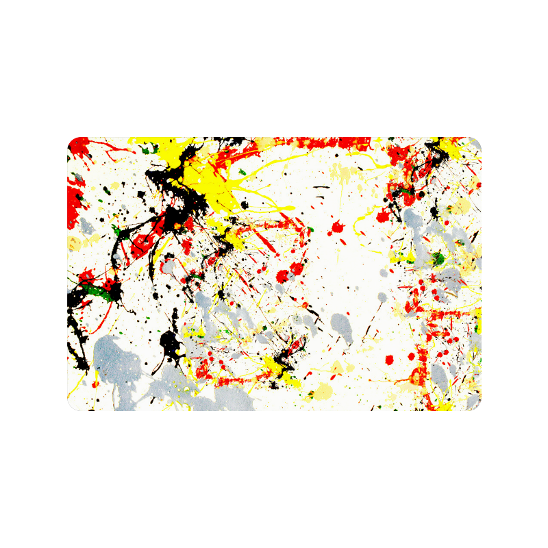 Black, Red, Yellow Paint Splatter Doormat 24"x16"
