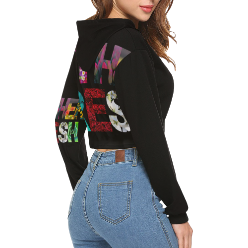 Father Fresh Floral All Over Print Crop Hoodie for Women (Model H22)