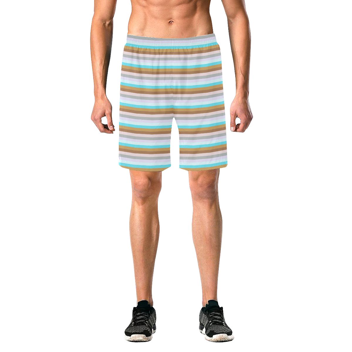Fun Stripes 5 Men's All Over Print Elastic Beach Shorts (Model L20)