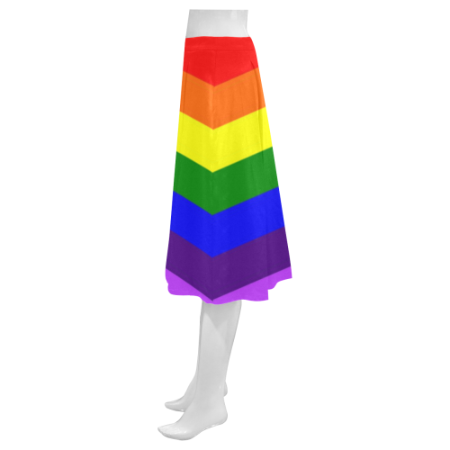 Rainbow Flag (Gay Pride - LGBTQIA+) Mnemosyne Women's Crepe Skirt (Model D16)