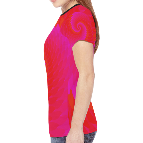 Red rose spiral New All Over Print T-shirt for Women (Model T45)