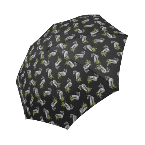 Zebra pattern on black Auto-Foldable Umbrella (Model U04)