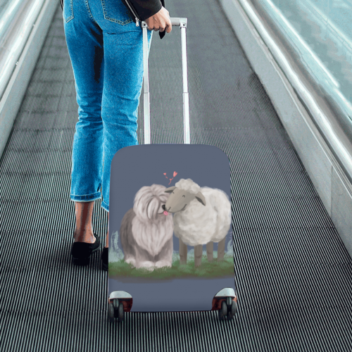 sheepdog and the sheep_transparent Luggage Cover/Small 18"-21"