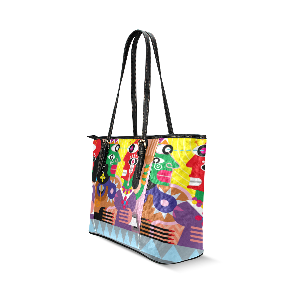 Dancing Gypsy Women Leather Tote Bag/Small (Model 1640)