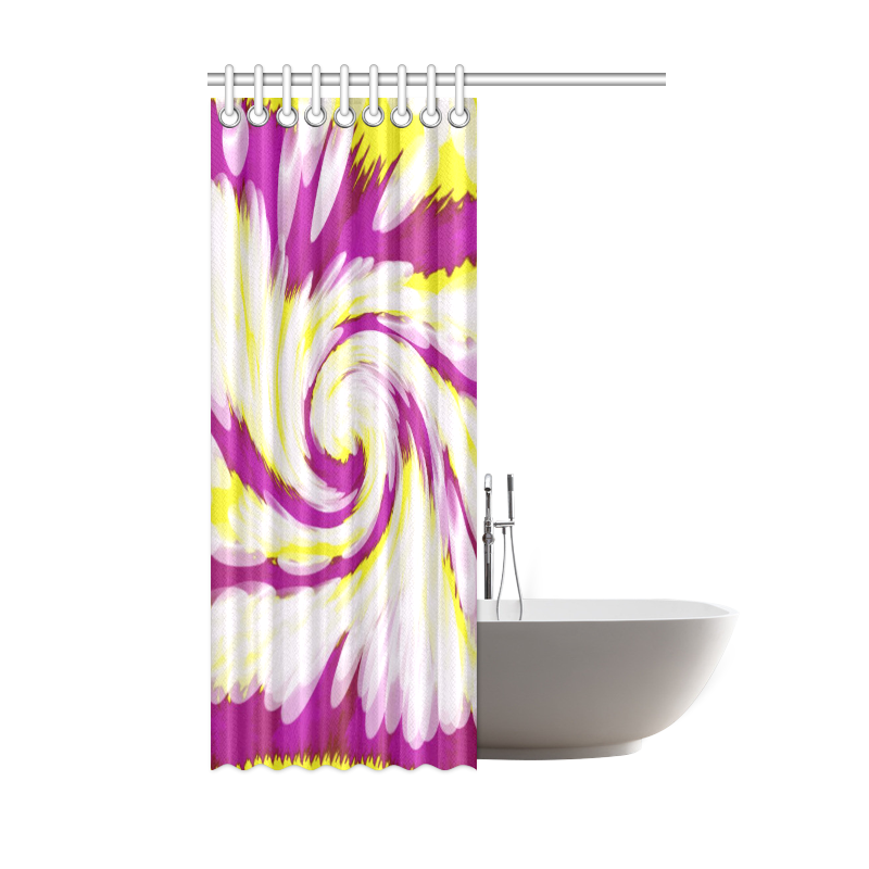 Pink Yellow Tie Dye Swirl Abstract Shower Curtain 48"x72"
