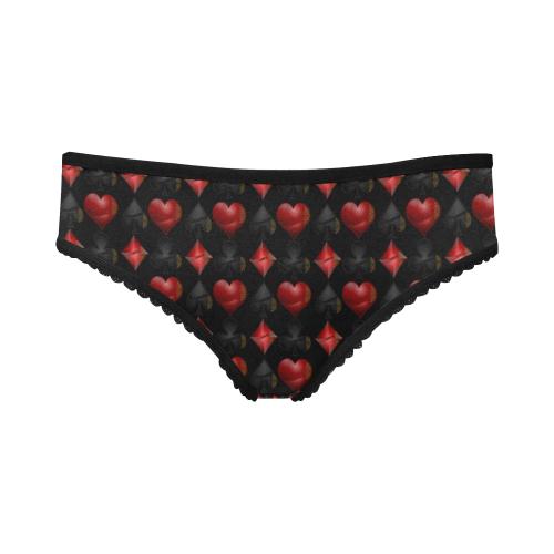Black and Red Casino Poker Card Shapes Women's All Over Print Girl Briefs (Model L14)