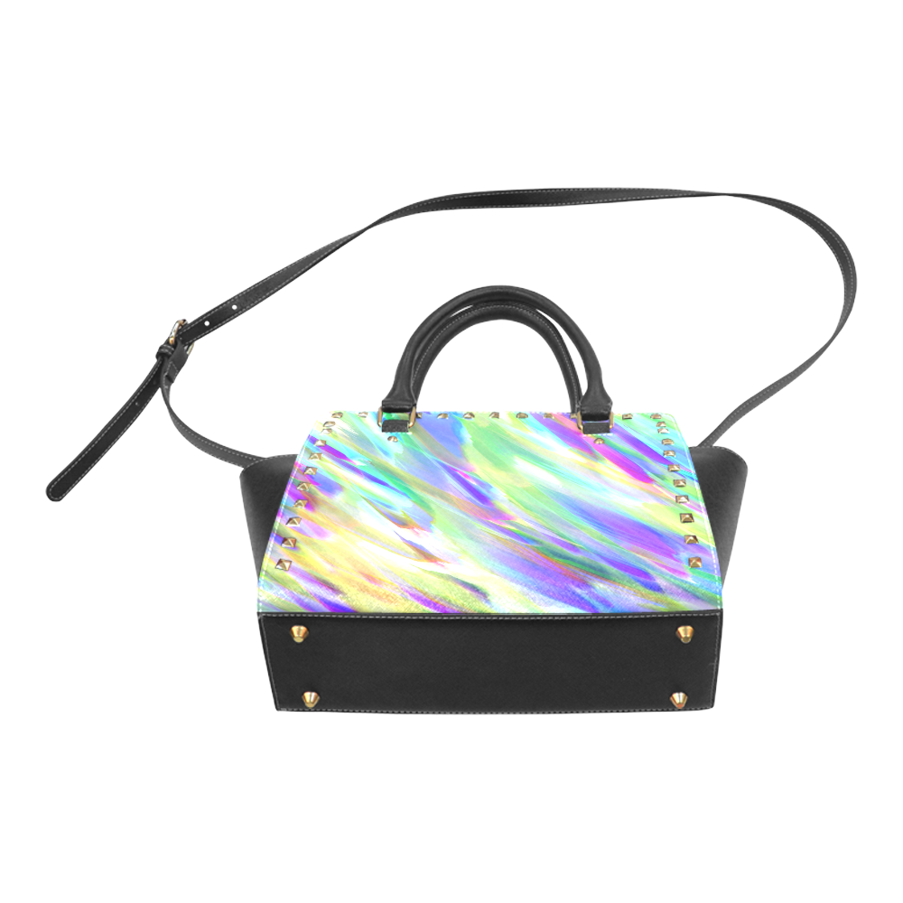 Colorful digital art splashing G401 Rivet Shoulder Handbag (Model 1645)