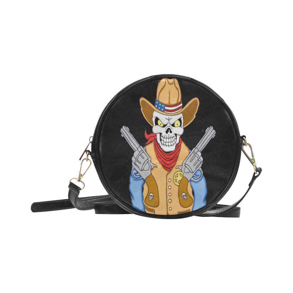 Sheriff Cowboy Sugar Skull Round Sling Bag (Model 1647)