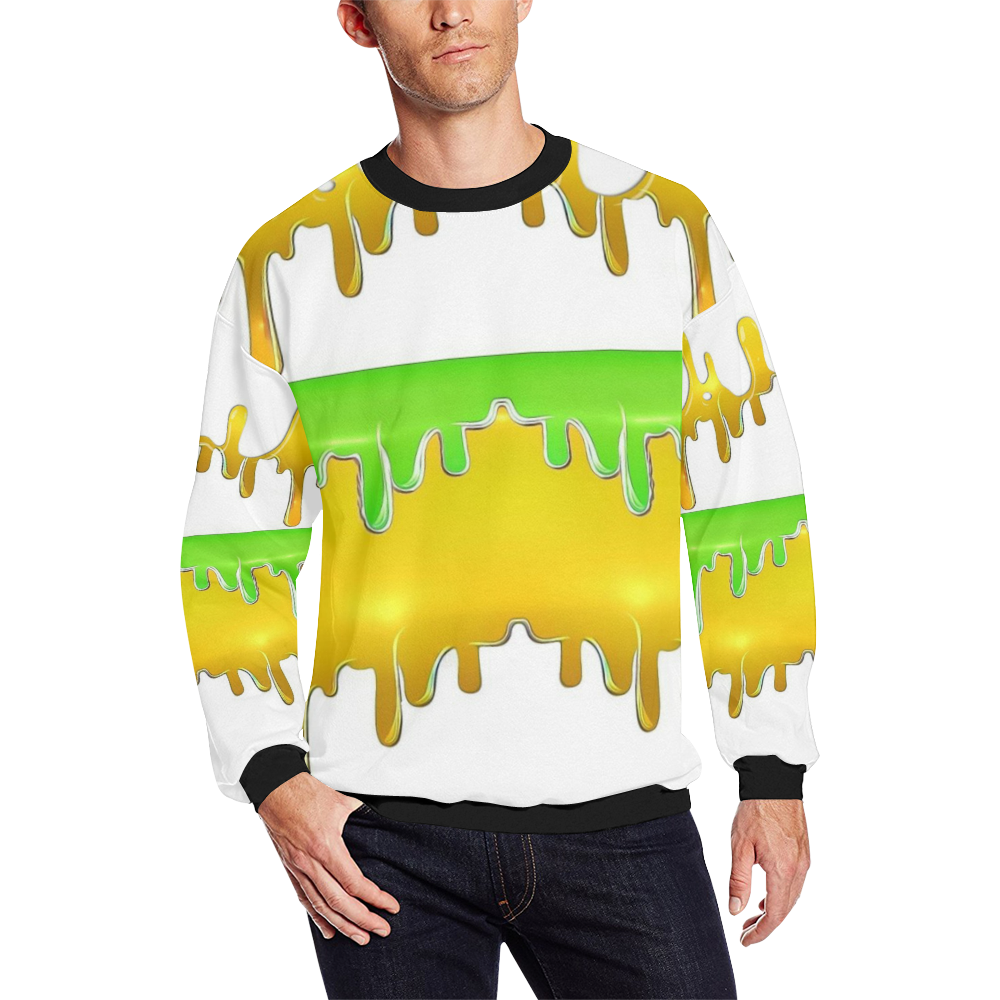 dripping paint in colors Men's Oversized Fleece Crew Sweatshirt/Large Size(Model H18)