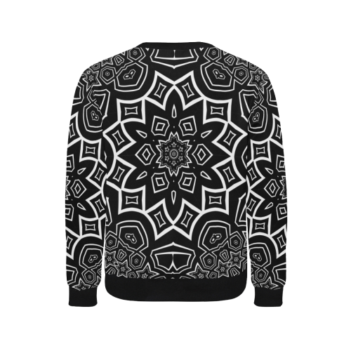 maori bw pattern Men's Rib Cuff Crew Neck Sweatshirt (Model H34)