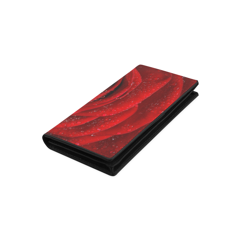 Red rosa Women's Leather Wallet (Model 1611)