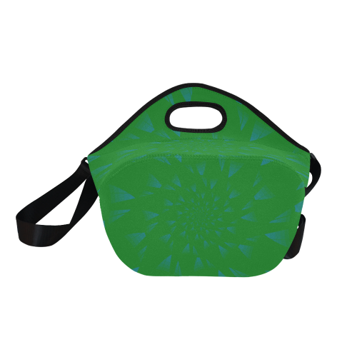 Blue flower on green Neoprene Lunch Bag/Large (Model 1669)