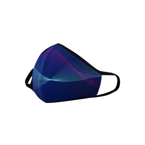 Modern abstract blue wave Mouth Mask