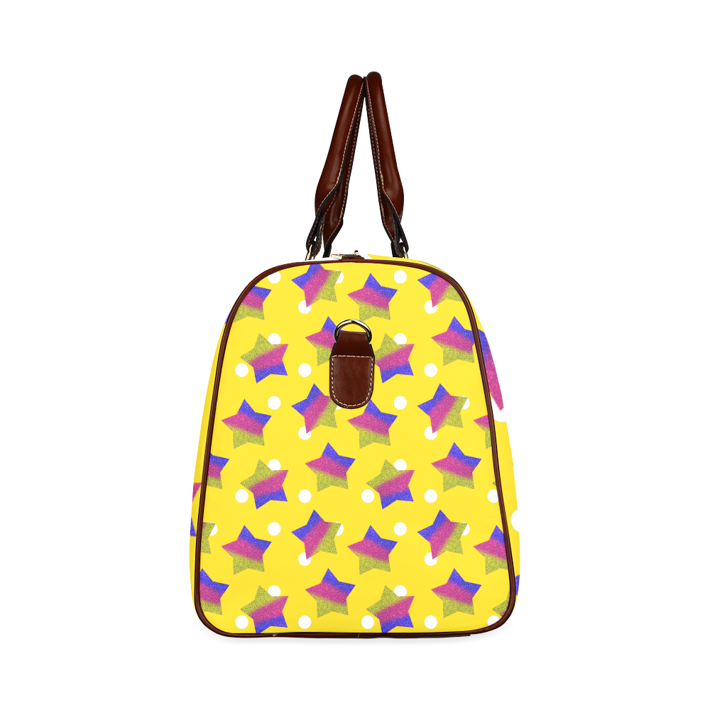ombre glitter  star yellow dot pattern Waterproof Travel Bag/Small (Model 1639)