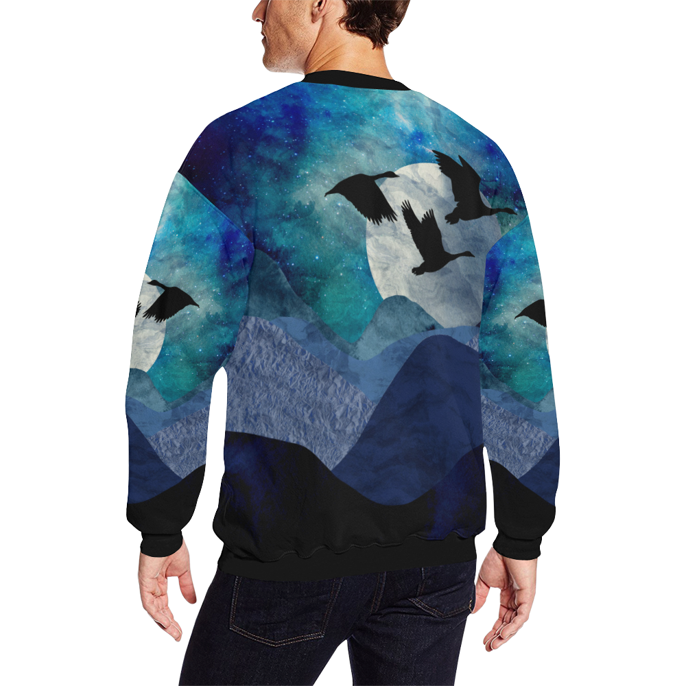 Night In The Mountains All Over Print Crewneck Sweatshirt for Men (Model H18)