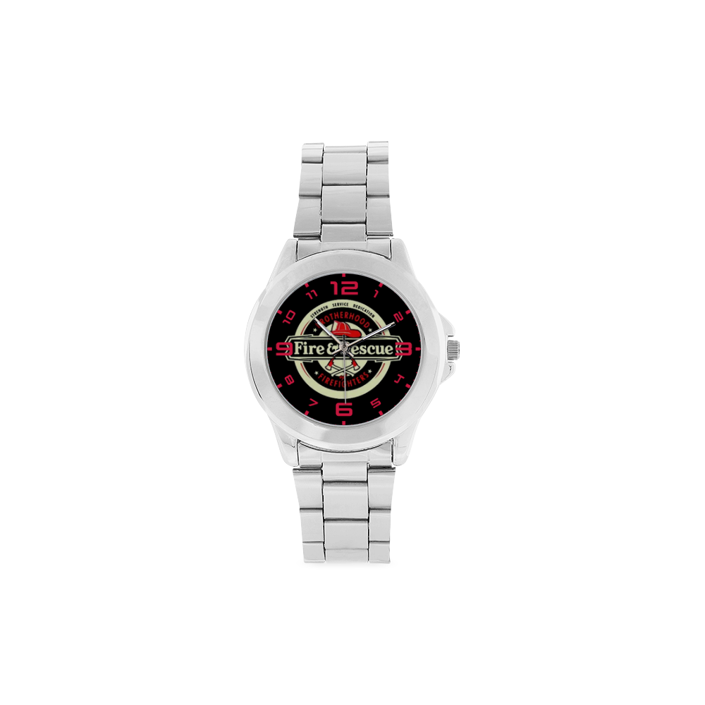 Brotherhood Firefighters Fire And Rescue Unisex Stainless Steel Watch(Model 103)