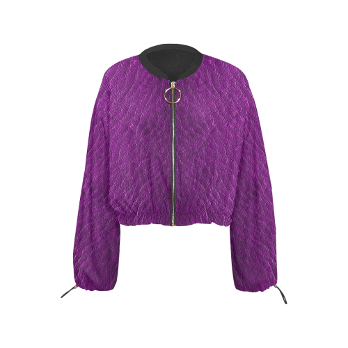 LEATHER TEXTURE 4 Cropped Chiffon Jacket for Women (Model H30)