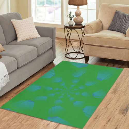 Blue on green grass Area Rug 5'3''x4'