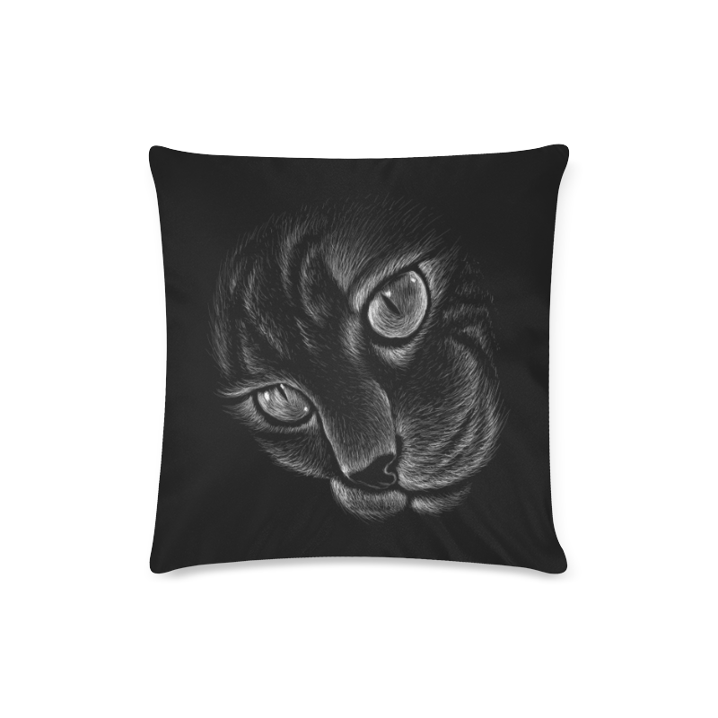 Midnight Black Witches Cat Custom Zippered Pillow Case 16"x16"(Twin Sides)