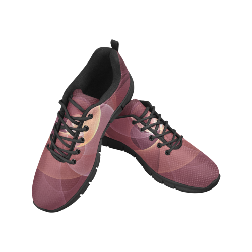 Movement Abstract Modern Wine Red Pink Fractal Art Women's Breathable Running Shoes (Model 055)