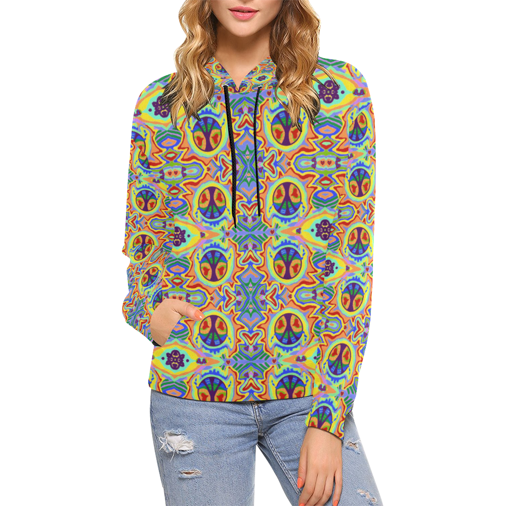 Peace sun water heart Art Pattern All Over Print Hoodie for Women (USA Size) (Model H13)