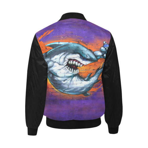 Graffiti Shark (Vest Style) All Over Print Quilted Bomber Jacket for Men (Model H33)