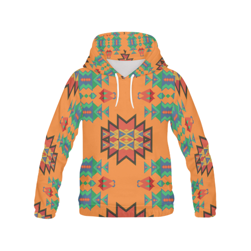 Misc shapes on an orange background All Over Print Hoodie for Men (USA Size) (Model H13)
